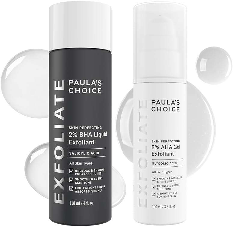 Paula's Choice SKIN PERFECTING 8% AHA Gel Exfoliant & 2% BHA Liquid Duo - Facial Exfoliants for Blackheads, Enlarged Pores, Wrinkles, and Fine Lines w/Glycolic and Salicylic Acid - Image 1