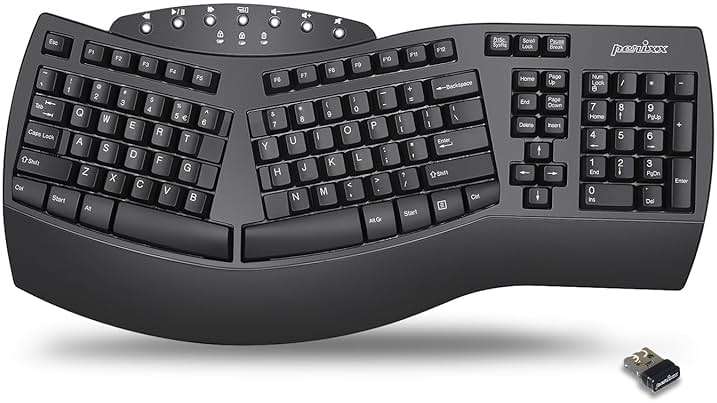 Perixx Periboard-612B Wireless Ergonomic Split Keyboard with Dual Mode 2.4G and Bluetooth Feature, Compatible with Windows 11 and Mac OS X System, Black, US English Layout - Image 1
