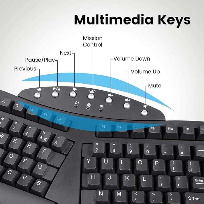 Perixx Periboard-612B Wireless Ergonomic Split Keyboard with Dual Mode 2.4G and Bluetooth Feature, Compatible with Windows 11 and Mac OS X System, Black, US English Layout - Image 7
