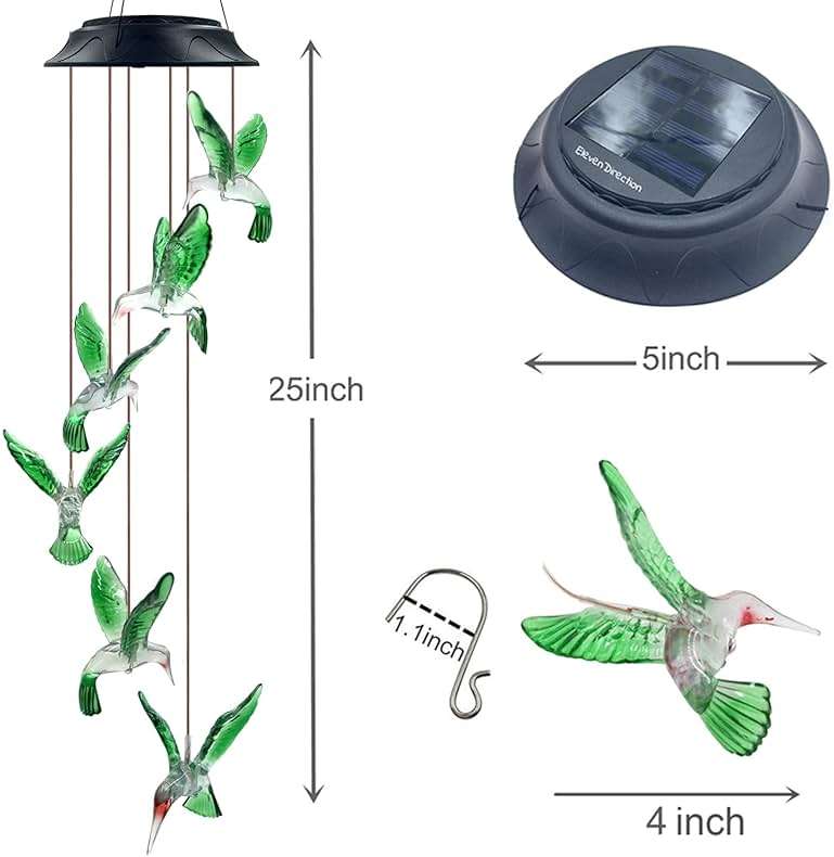 Hummingbird Solar Chimes,Unique Birthday Gifts for Women/Mom/Grandma,Best Idears Grardening - Image 2