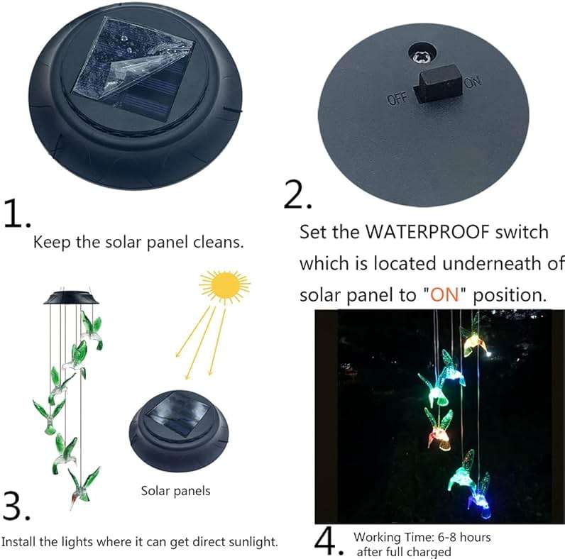 Hummingbird Solar Chimes,Unique Birthday Gifts for Women/Mom/Grandma,Best Idears Grardening - Image 3