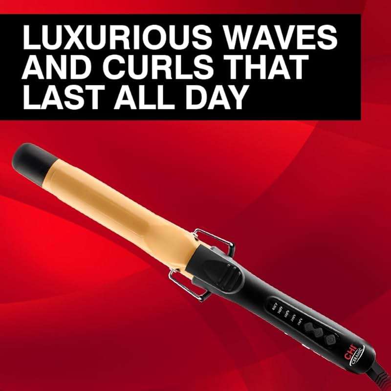 CHI Tourmaline Ceramic Curling Iron, Professional Hair Curler for Smooth, Frizz-Free Curls, Adjustable Temperature, Auto Shut-Off & 6.5 ft Swivel Cord, 1.5" Barrel - Image 2