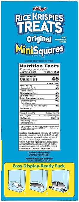 Kellogg's, Rice Krispies Treats Crispy Marshmallow Mini-Squares, Original, Single Serve, Display Box Caddy, 0.39 oz Bars (50 Count) - pack of 3 - Image 2