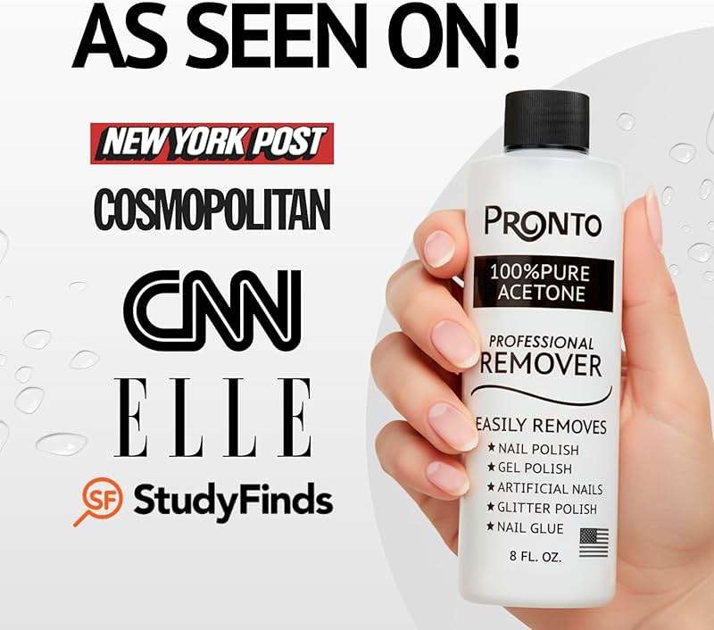Pronto 100% Acetone Gel Nail Polish Remover - Gel Polish Remover for Nails | Acetone Nail Polish Remover For Nails for Removal of Glue, Gel, Acrylic & Dip | Gel Polish Remover, 8 Fl oz - Image 4