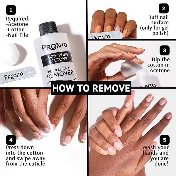 Pronto 100% Acetone Gel Nail Polish Remover - Gel Polish Remover for Nails | Acetone Nail Polish Remover For Nails for Removal of Glue, Gel, Acrylic & Dip | Gel Polish Remover, 8 Fl oz - Image 6