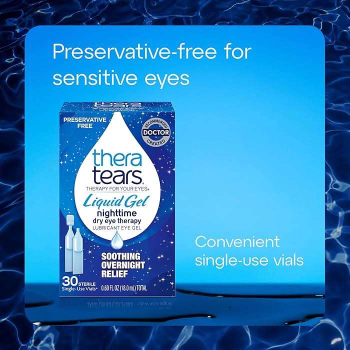 TheraTears Liquid Gel Nighttime Lubricating Eye Drops for Dry Eyes, Single-Use Vials, 30 Count - Image 7