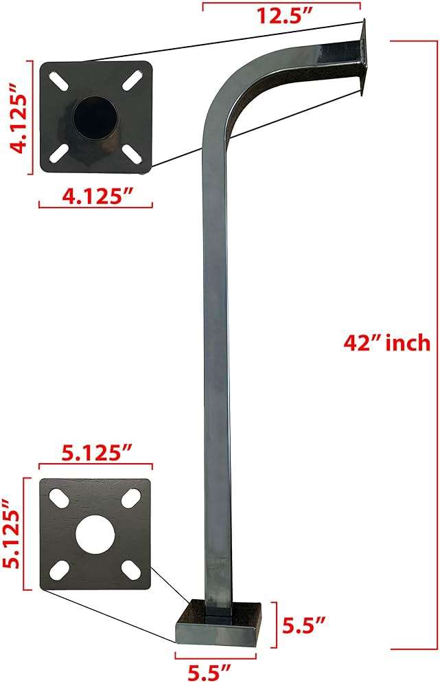 42” Pad Mount Gooseneck 2 Universal Heavy-Duty Steel Keypad Intercom Bolted Stand Curve Pedestal Slide Gate Post Offset Curb Mounts 13” Sweep for Card Readers and Access Control Keypads – Eagle EG088 - Image 2