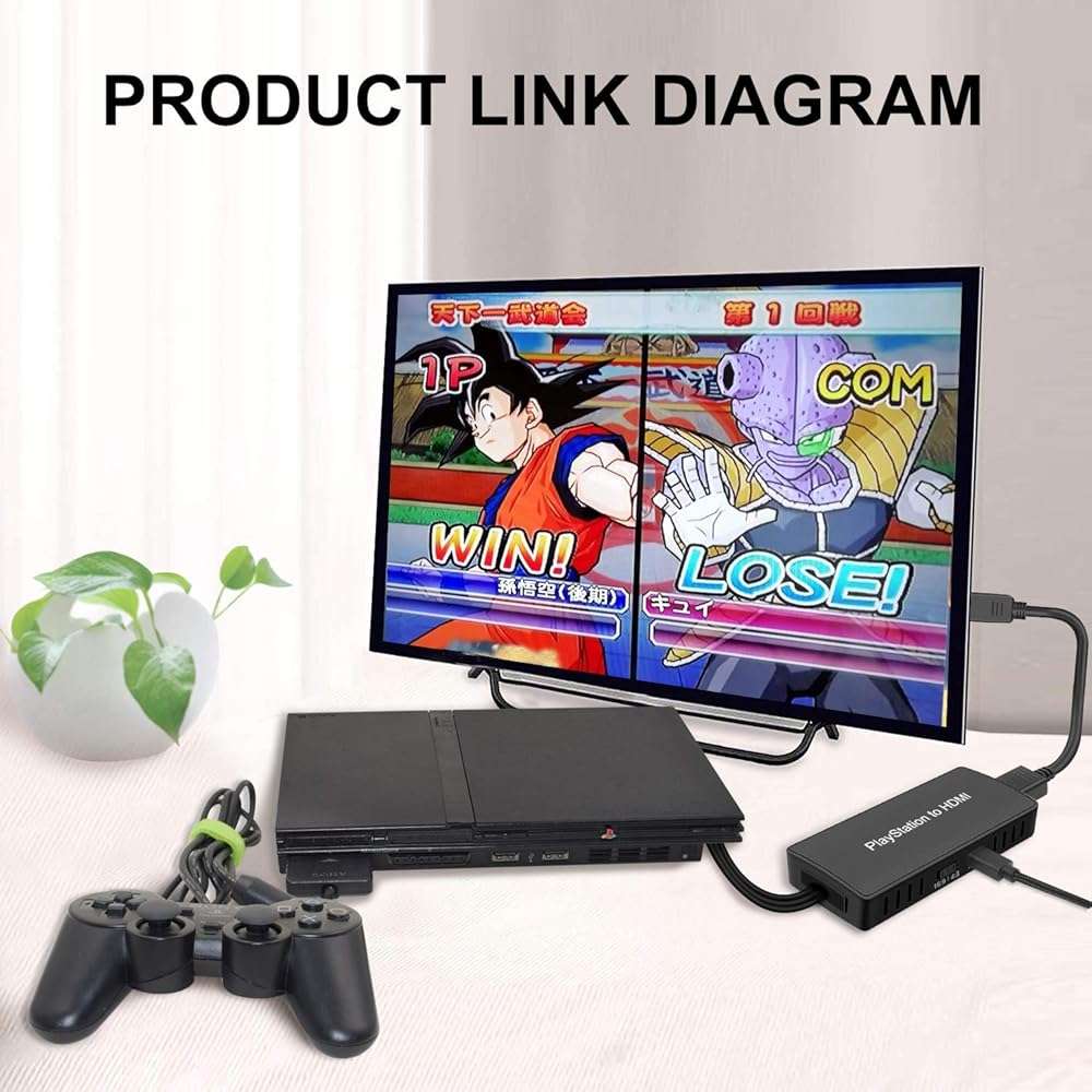 Y.D.F PS2 to HDMI Adapter PS2 HD-Link Cable Converter Support 4:3/16:9 Screen Aspect Ratio Switch Works for PlayStation 1/ PlayStation 2 HD Link Cable PS1 HDMI Adapter Converter - Image 5