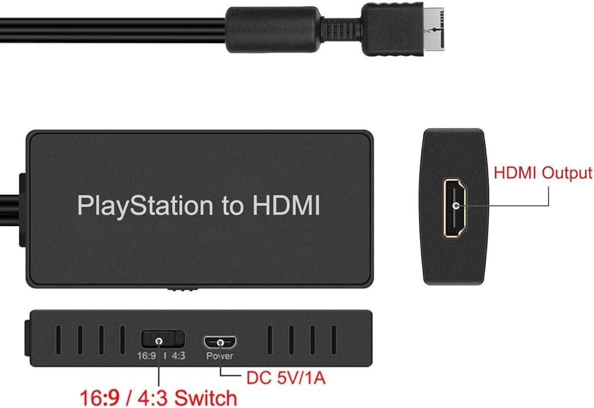 Y.D.F PS2 to HDMI Adapter PS2 HD-Link Cable Converter Support 4:3/16:9 Screen Aspect Ratio Switch Works for PlayStation 1/ PlayStation 2 HD Link Cable PS1 HDMI Adapter Converter - Image 7