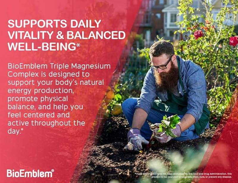 BioEmblem Triple Magnesium Complex | 300mg Magnesium Glycinate, Malate & Citrate | High Absorption Chelated Formula | Vegan, Non-GMO, Gluten-Free | 90 Capsules - Image 6