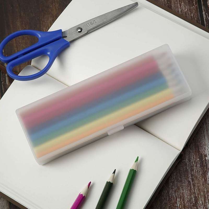 Chinco 4 Pieces Plastic Pencil Case Plastic Stationery Case with Hinged Lid and Snap Closure for Pencils, Pens, Drill Bits, Office Supplies (White) - Image 5