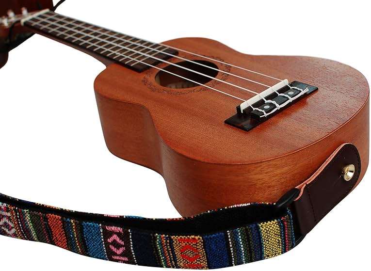 MUSIC FIRST Classic Country style Soft Yarn-dyed fabric & Genuine Leather Ukulele Strap Ukulele Shoulder Strap Version 2.0 With a MUSIC FIRST Genuine Leather Str. Locker - Image 4