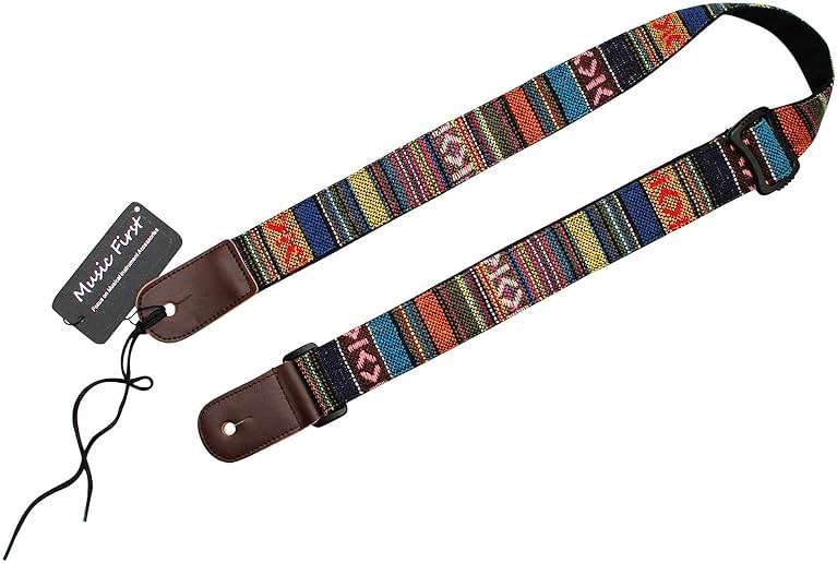 MUSIC FIRST Classic Country style Soft Yarn-dyed fabric & Genuine Leather Ukulele Strap Ukulele Shoulder Strap Version 2.0 With a MUSIC FIRST Genuine Leather Str. Locker - Image 7