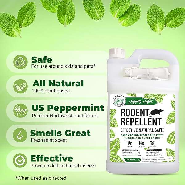 Mighty Mint Peppermint Oil Rodent Repellent Spray with Microfiber Cloth – Natural Indoor & Outdoor Control for Mice and Rats – Plant-Based, Extra-Strong Formula - 1 Gallon (128 oz) - Image 2