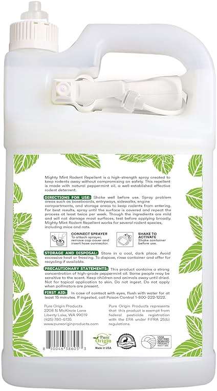 Mighty Mint Peppermint Oil Rodent Repellent Spray with Microfiber Cloth – Natural Indoor & Outdoor Control for Mice and Rats – Plant-Based, Extra-Strong Formula - 1 Gallon (128 oz) - Image 7