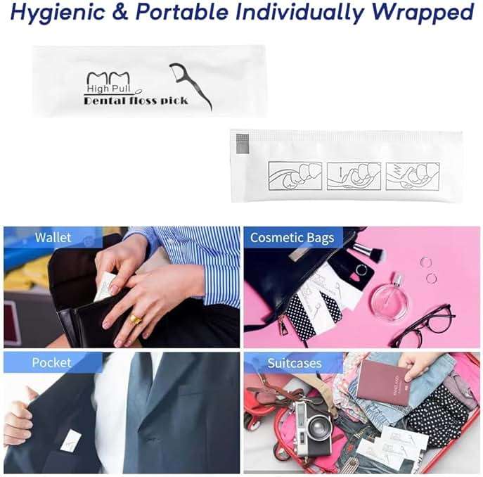 200 Count Individually Wrapped Dental Floss Picks - Travel Flossers for Teeth Cleaning and Oral Care - Ideal Travel Size Toiletries, Wedding Basket Supplies and Guest Bathroom Essentials - Image 3