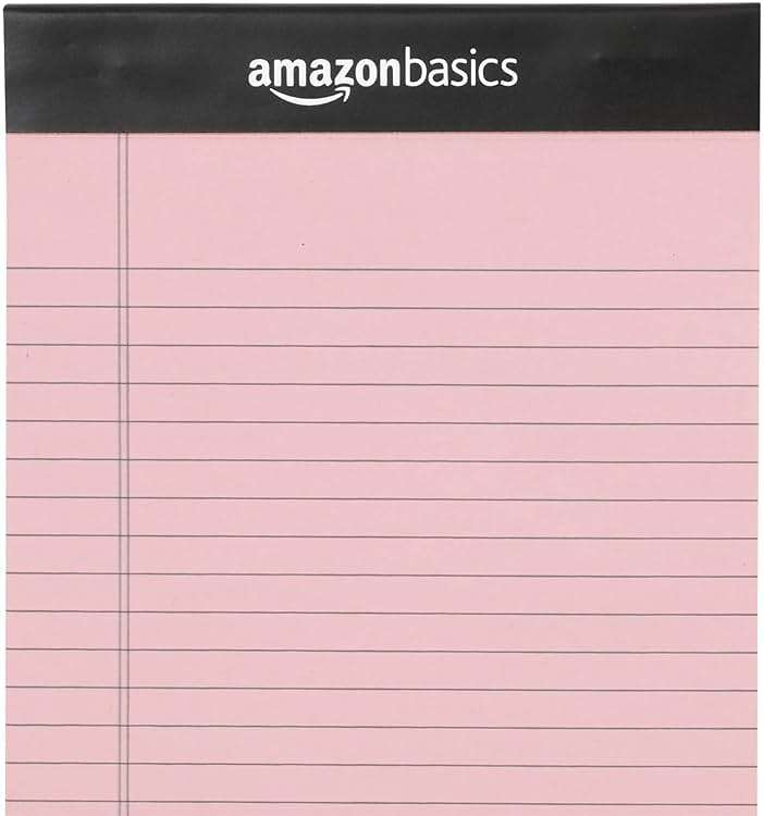 Amazon Basics Narrow Ruled Writing Pads, Perforated, 5" x 8", Multicolor, 6-Pack of 50 Sheets - Image 5