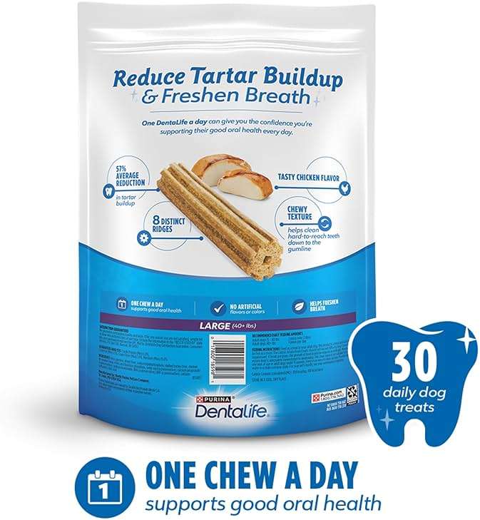 DentaLife Daily Oral Care Dog Treats for Large Dogs, Chewy Dental Treat to Freshen Breath and Fight Tartar, Chicken Flavor - 30 ct. Pouch - Image 6