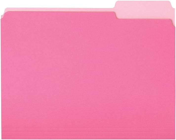 Amazon Basics File Folders for Organization, Letter Size, 1/3 Cut Tab, Pink, 36-Pack - Image 1