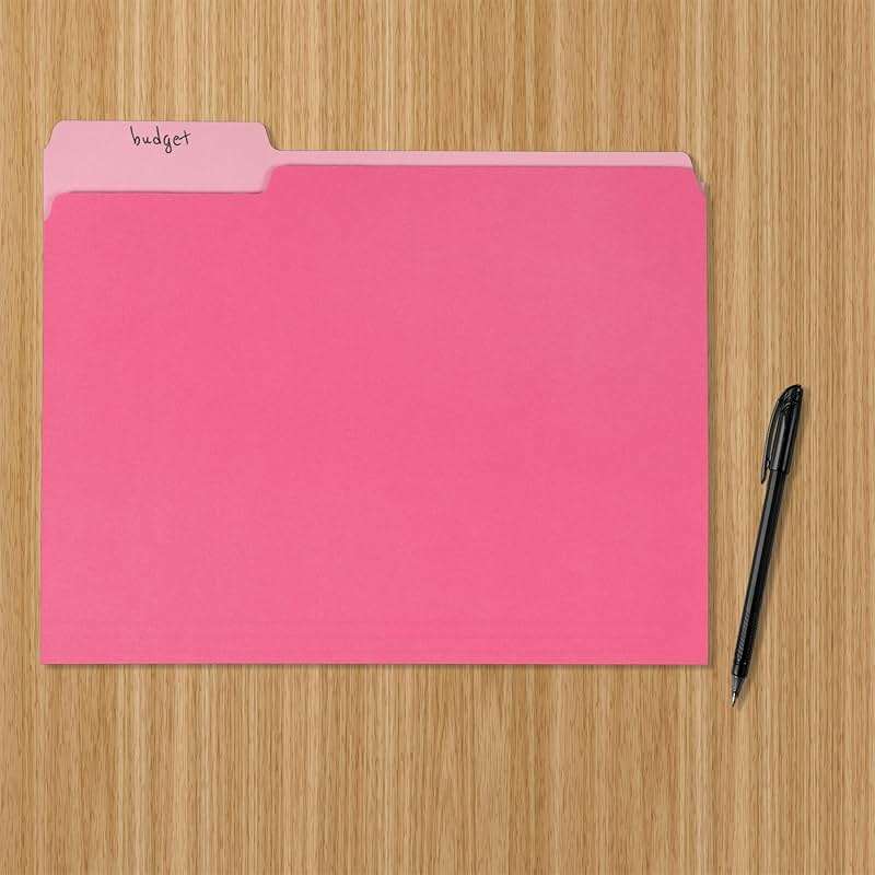 Amazon Basics File Folders for Organization, Letter Size, 1/3 Cut Tab, Pink, 36-Pack - Image 2