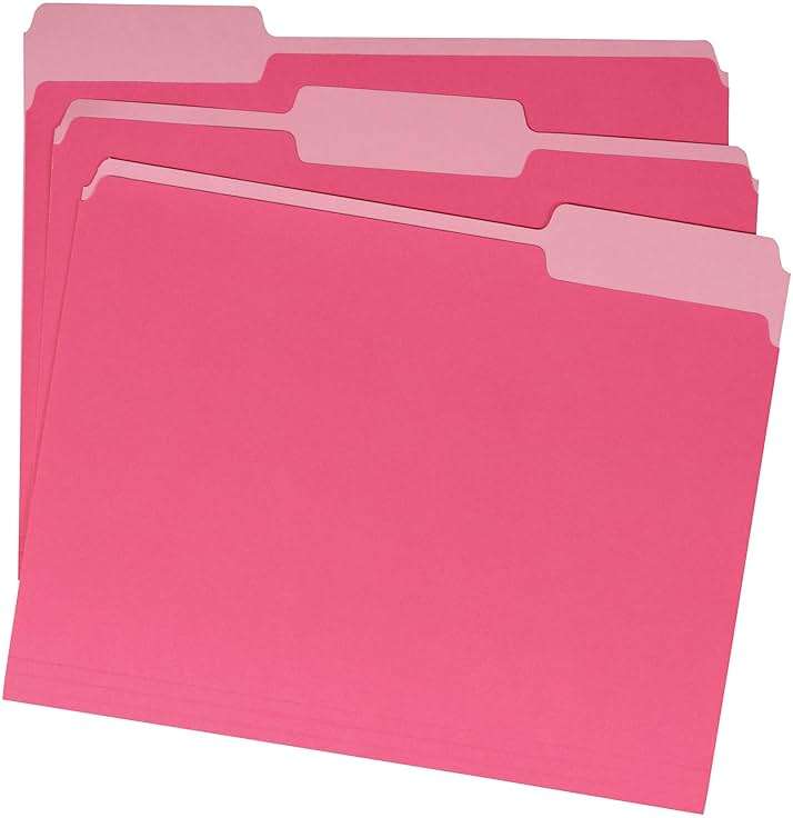 Amazon Basics File Folders for Organization, Letter Size, 1/3 Cut Tab, Pink, 36-Pack - Image 3