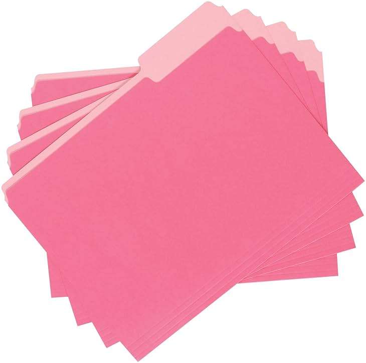 Amazon Basics File Folders for Organization, Letter Size, 1/3 Cut Tab, Pink, 36-Pack - Image 5