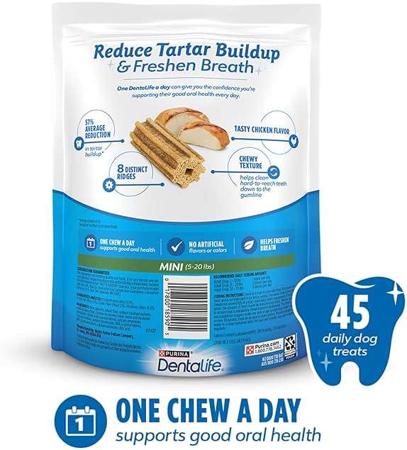 DentaLife Daily Oral Care Dog Treats for Small Dogs 5-20 lbs., Chewy Dental Treat to Freshen Breath and Fight Tartar, Chicken Flavor, 14.7 oz. each, 45 Chews each/90 Total Chews - 45 ct. Pouch - Image 6
