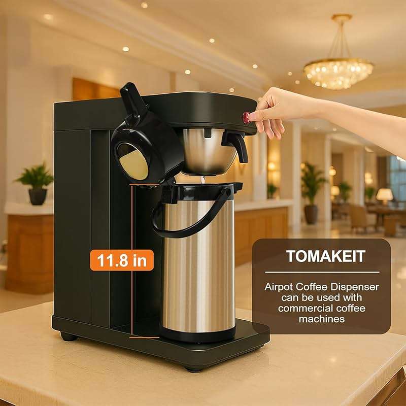TOMAKEIT Airpot Coffee Carafe for Keeping Hot,102oz/3L Coffee Dispenser Thermal with Pump,Insulated Stainless Steel Hot Beverage Dispenser for Parties,Thermal Carafe for Hot Drinks Water Tea Chocolate - Image 5