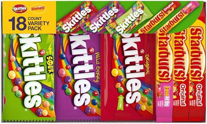 SKITTLES & Starbust Assorted Candy Variety Pack for Holidays, Gifts, Parties, Candy Assortment, 37.05 oz (18 Count) Bulk Box - Image 1