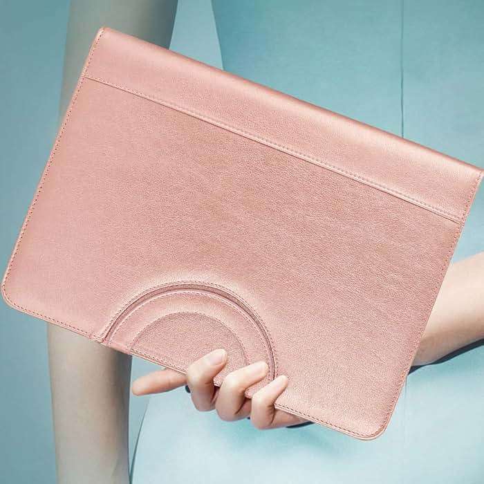 Darolin Vegan Leather Padfolio Portfolio with Handle, Zipper -Rosegold | Business Portfolio Organizer for Meetings, Interviews, Travel, Resume, Clipboard Fits A4, Letter Size, Padfolio for Men Women - Image 2