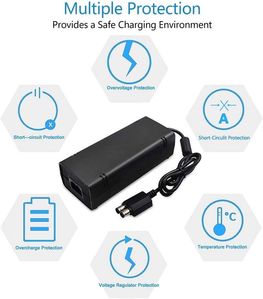 YUDEG Xbox 360 Slim Power Supply, Quiet AC Charger 100-240V Power Brick for Xbox 360 Slim ONLY - Image 5