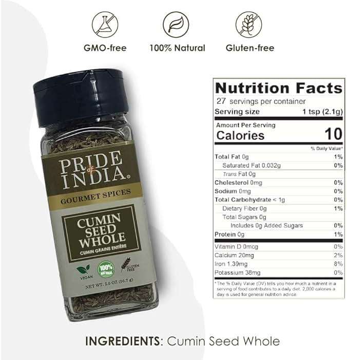 Pride of India Cumin Seeds Whole 2 oz | Jeera Whole Spice Seeds for Cooking & Seasoning | Aromatic Indian Cumin Seeds for Curry, Rice, Masala & Everyday Kitchen Use | Fresh & Easy to Use - Image 2
