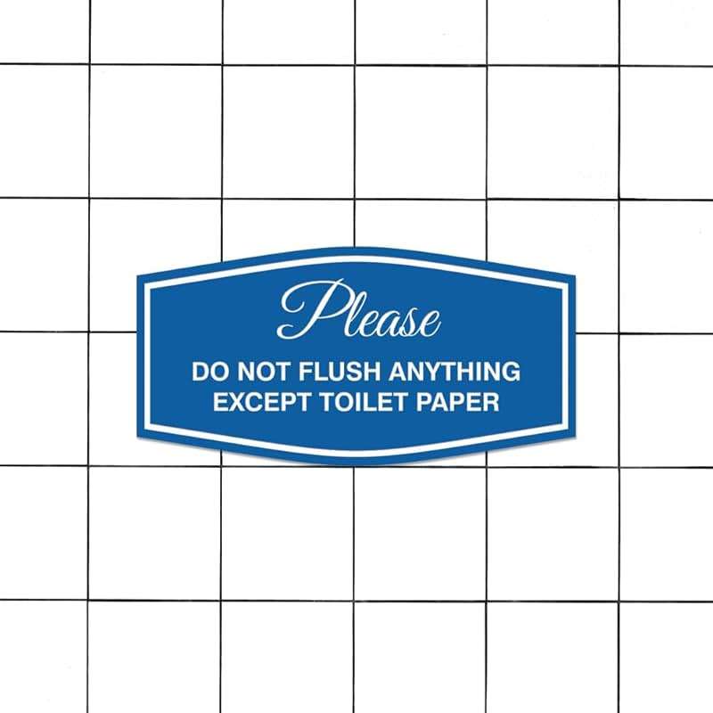 Fancy Please Do Not Flush Anything Except Toilet Paper Sign | Easy Installation | Restroom Signs (Brushed Silver/Black) - Small (1 Pack) - Image 3