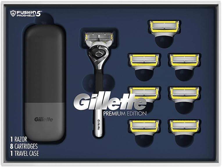 Gillette ProGlide Shield Premium Edition Razors for Men, 1 Gillette Razor, 8 ProShield Razor Blade Refills, 1 Travel Case - Image 1
