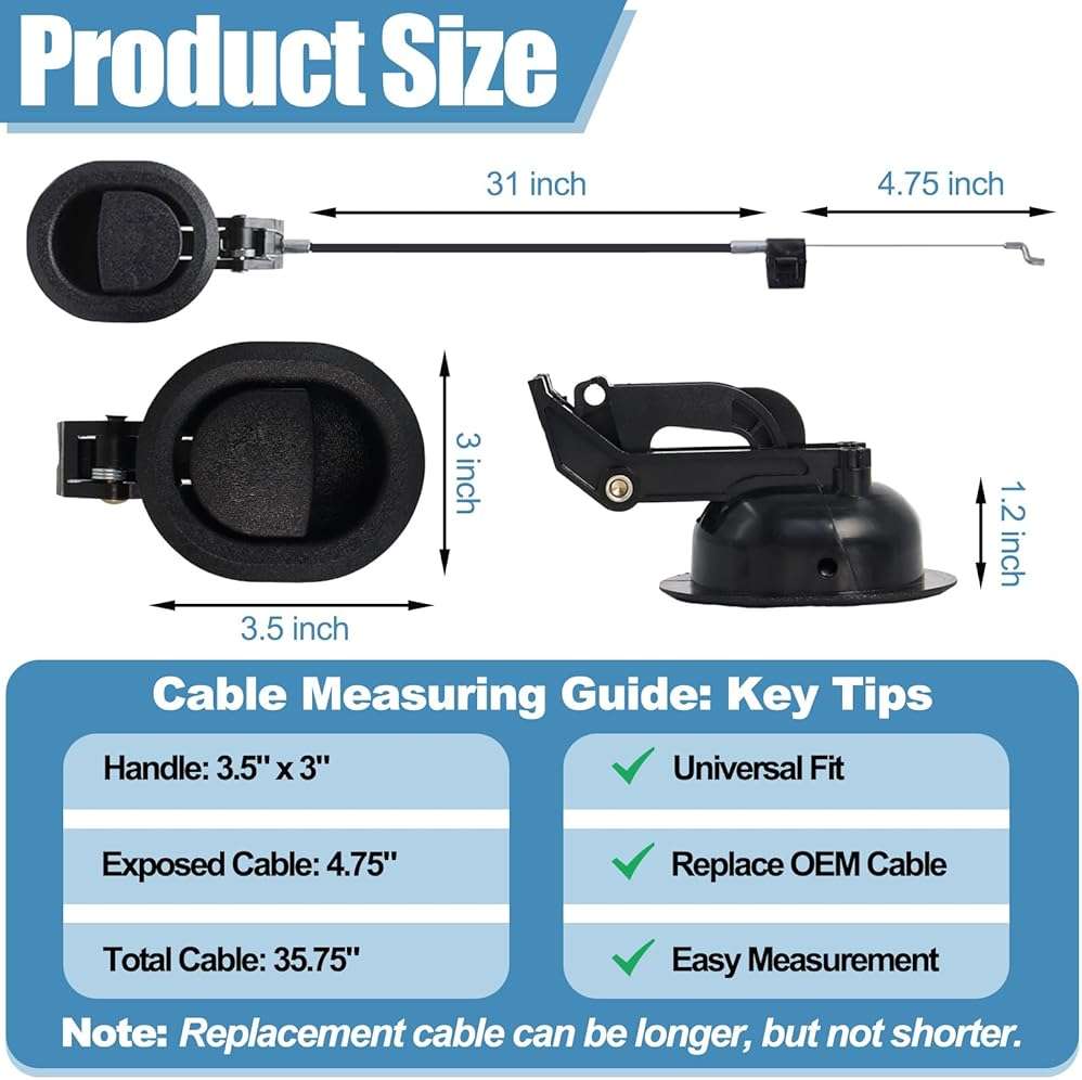 Sofa Chair Recliner Release Pull Handle 3" by 3.5", (2 Set) Recliner Replacement Parts with Release 4.75" Exposed Cable Compatible with Lazy Boyy Ashleyy and Most Furniture Brands Rrecliner Repair - Image 2