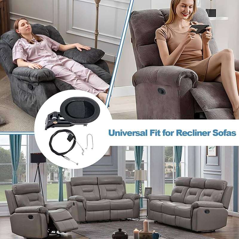 Sofa Chair Recliner Release Pull Handle 3" by 3.5", (2 Set) Recliner Replacement Parts with Release 4.75" Exposed Cable Compatible with Lazy Boyy Ashleyy and Most Furniture Brands Rrecliner Repair - Image 7
