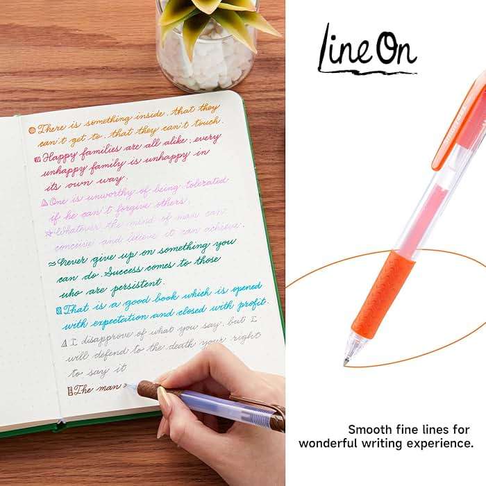 Colored Gel Pens, Lineon 20 Colors Retractable Gel Ink Pens with Grip, Medium Point(0.7mm) Smooth Writing Pens Perfect for Adults and Kids Journal Notebook Planner, Writing in Office and School - Image 5