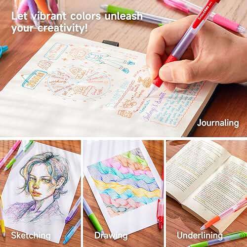 Colored Gel Pens, Lineon 20 Colors Retractable Gel Ink Pens with Grip, Medium Point(0.7mm) Smooth Writing Pens Perfect for Adults and Kids Journal Notebook Planner, Writing in Office and School - Image 6