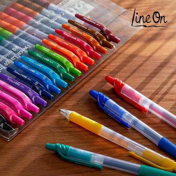 Colored Gel Pens, Lineon 20 Colors Retractable Gel Ink Pens with Grip, Medium Point(0.7mm) Smooth Writing Pens Perfect for Adults and Kids Journal Notebook Planner, Writing in Office and School - Image 7