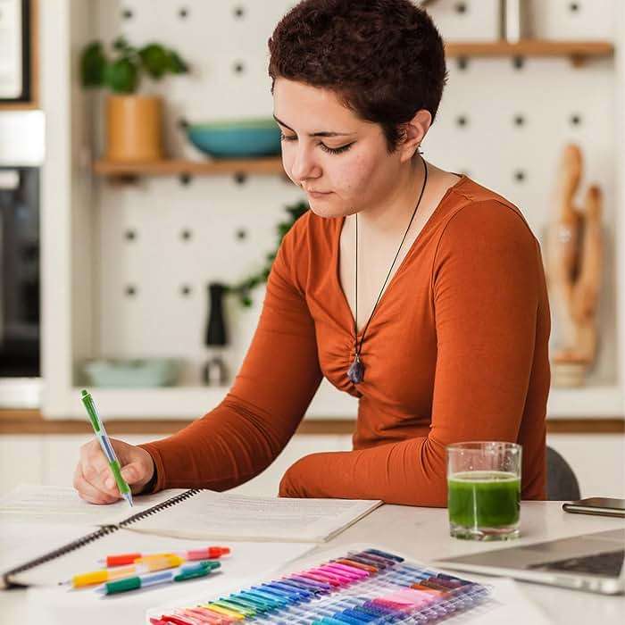 Colored Gel Pens, Lineon 20 Colors Retractable Gel Ink Pens with Grip, Medium Point(0.7mm) Smooth Writing Pens Perfect for Adults and Kids Journal Notebook Planner, Writing in Office and School - Image 8