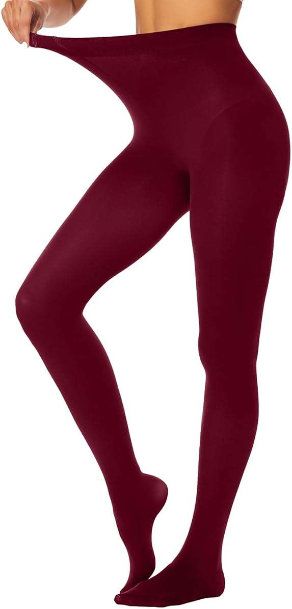HeyUU Women's 80D Ultra Soft Opaque Tights, High Waist Solid Color Footed Pantyhose with 29 Colors - Image 2