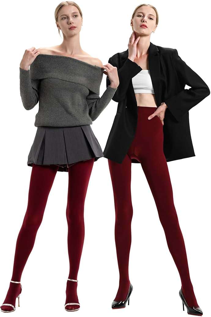 HeyUU Women's 80D Ultra Soft Opaque Tights, High Waist Solid Color Footed Pantyhose with 29 Colors - Image 4