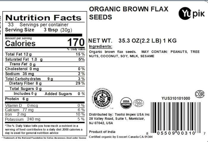Yupik Organic Brown Flax Seeds, 2.2 lb (35.3 oz), Gluten-Free, Non-GMO, Kosher, Vegan, Raw Seeds, Rich in Omega-3, Excellent Source of Fiber, Plant-Based Protein, Ideal for Baking & Topping - Image 2