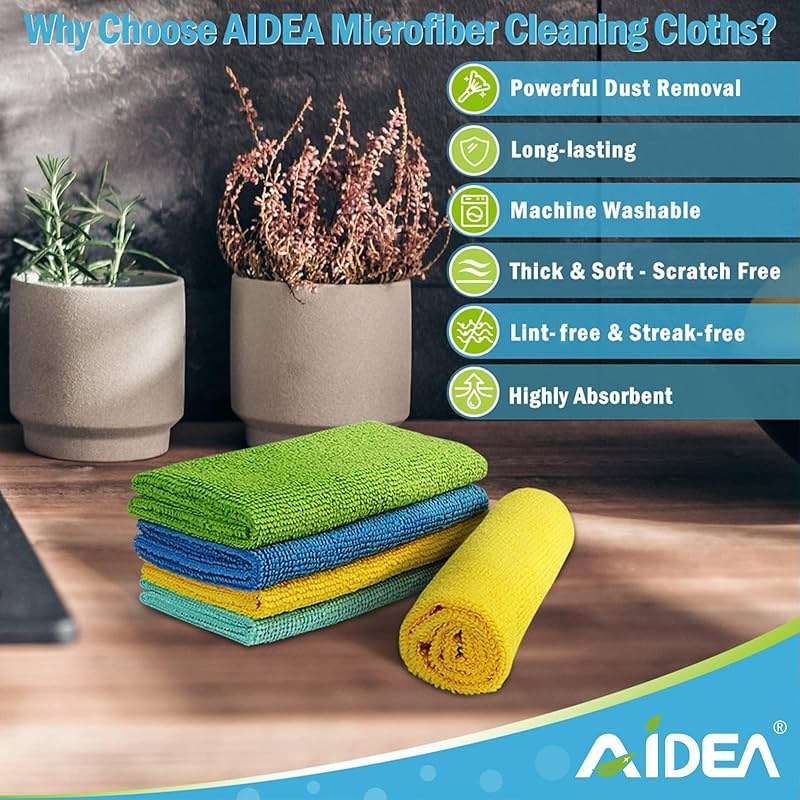 AIDEA Microfiber Cleaning Cloth, 50PK, Microfiber Towels for Cars, All Purpose Cleaning Rags for House, Dusting Cloth for Kitchen, Car, Window, 12"×12" - Image 3