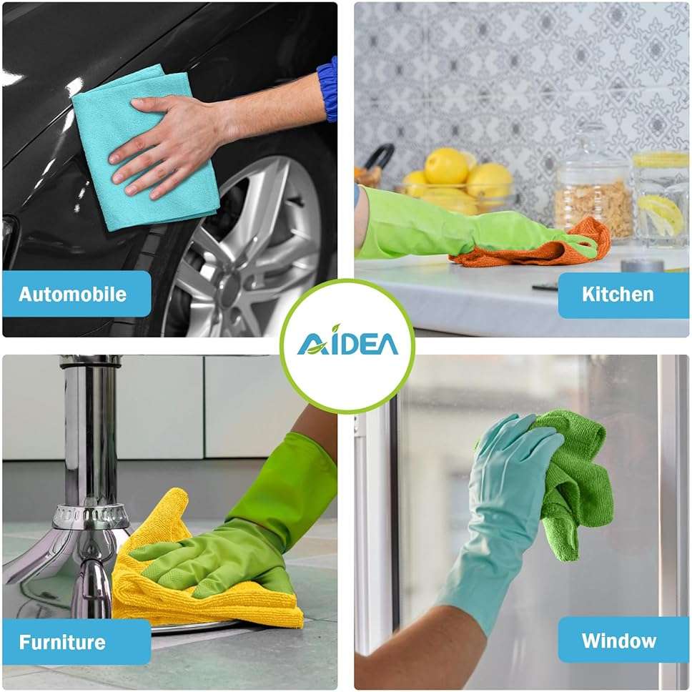 AIDEA Microfiber Cleaning Cloth, 50PK, Microfiber Towels for Cars, All Purpose Cleaning Rags for House, Dusting Cloth for Kitchen, Car, Window, 12"×12" - Image 5