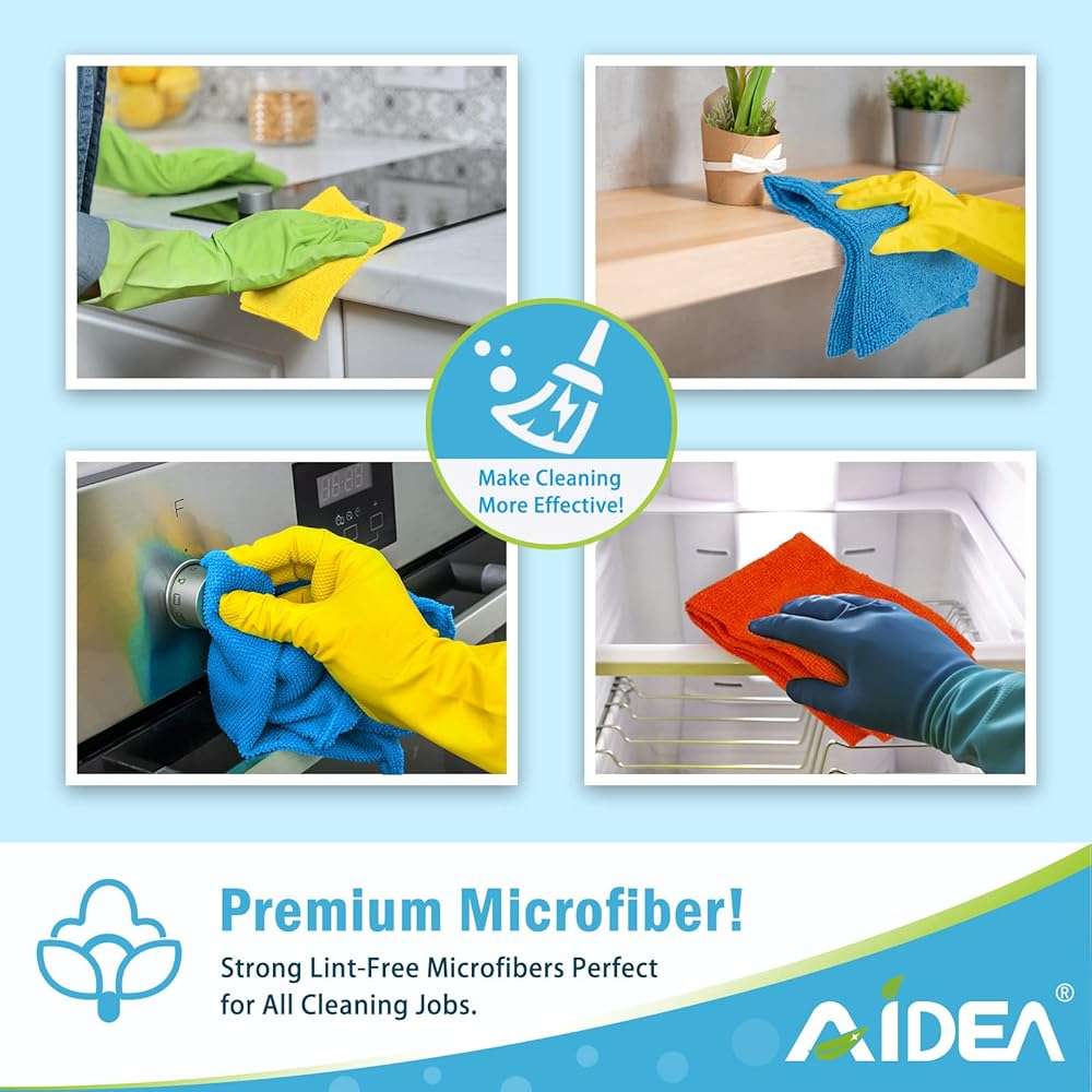 AIDEA Microfiber Cleaning Cloth, 50PK, Microfiber Towels for Cars, All Purpose Cleaning Rags for House, Dusting Cloth for Kitchen, Car, Window, 12"×12" - Image 8