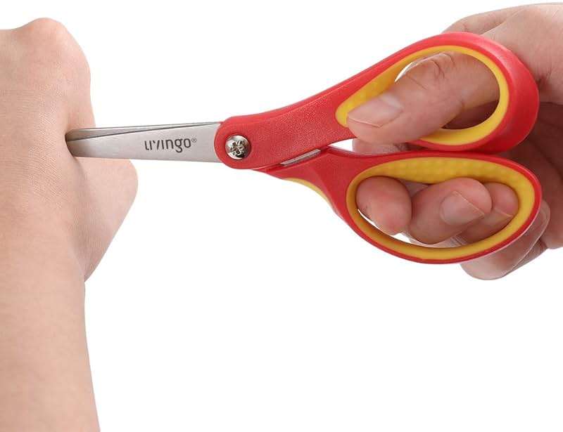 LIVINGO 5" Small School Student Blunt Kids Craft Scissors, Sharp Stainless Steel Blades Safety Comfort Grip for Children Cutting Paper, Assorted Color, 3 Pack - Image 4