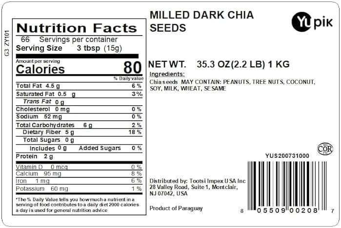 Yupik Chia Seed Powder, 2.2 lb (35.2 oz), GMO-Free, Kosher, Vegan, Made from Finely Ground Raw Chia Seeds, Salt-Free, Oil-Free, Rich in Fiber, Source of Omega-3, Ideal for Baking, Smoothies & Oatmeal - Image 2