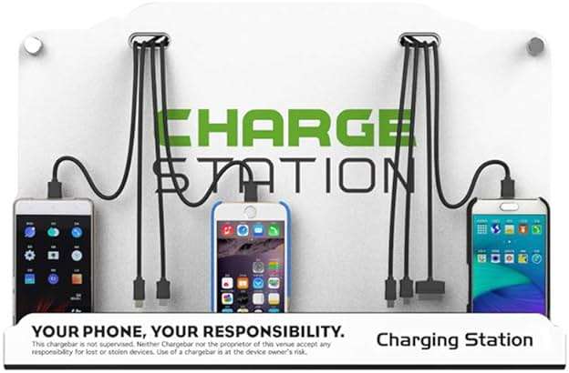 VIPATEY Wall Mounted Cell Phone Charging Station High Speed Cables with 8 Ports Applicable Airport Hospitals Banks Hotel Shopping Malls and Public Places - Image 2