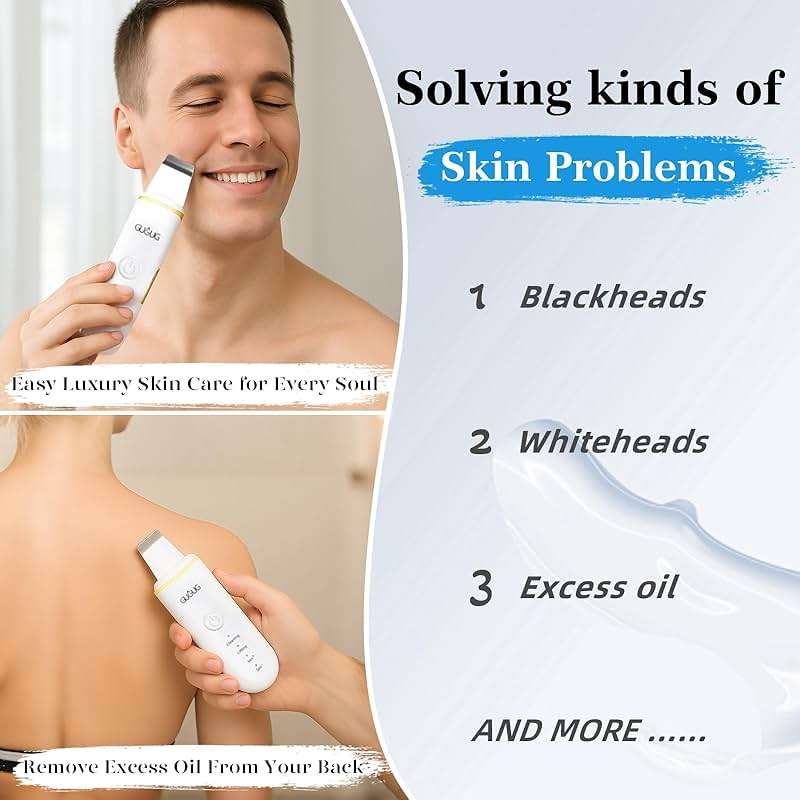 GUGUG Skin Scrubber Face Spatula Skin Spatula Pore Cleaner Blackhead Remover Tools for Facial Deep Cleansing-4 Modes -White - Image 3